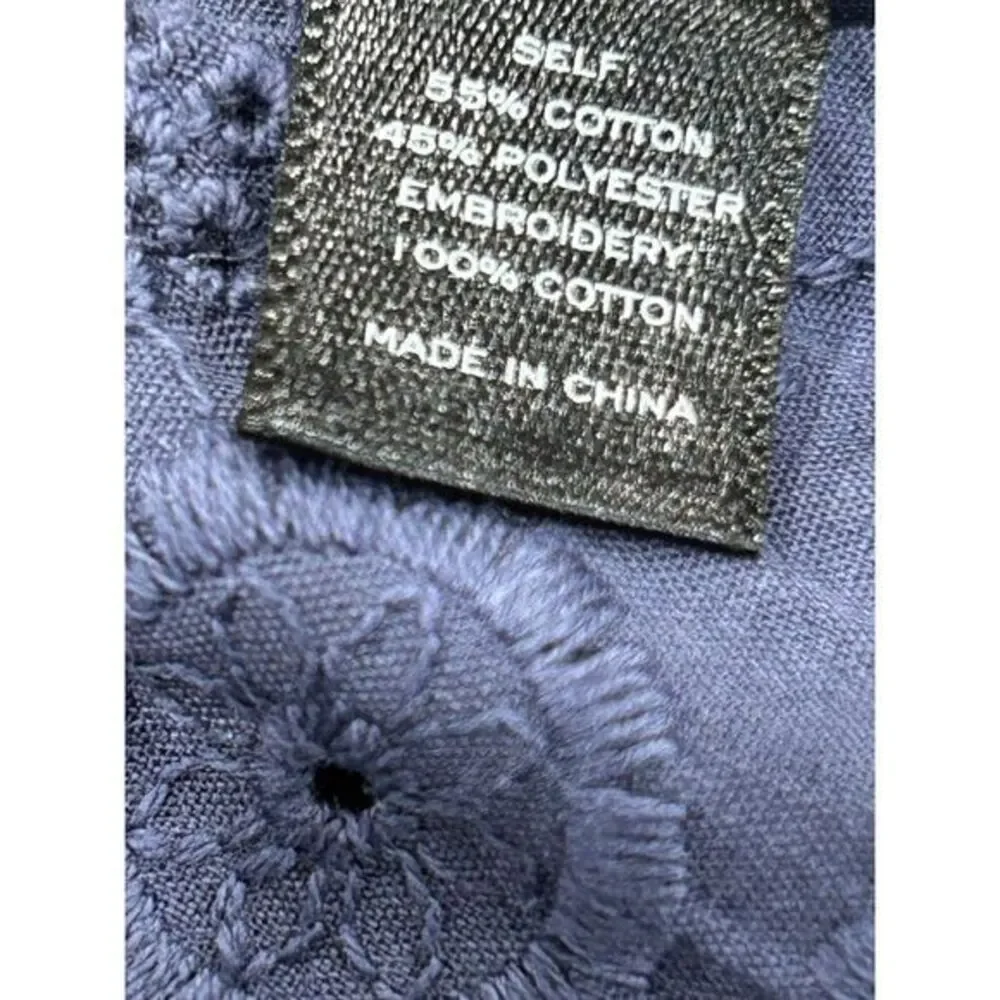 Aqua Girl Denim Blue Ruffle‎ Eyelet Top Size XL 14/16